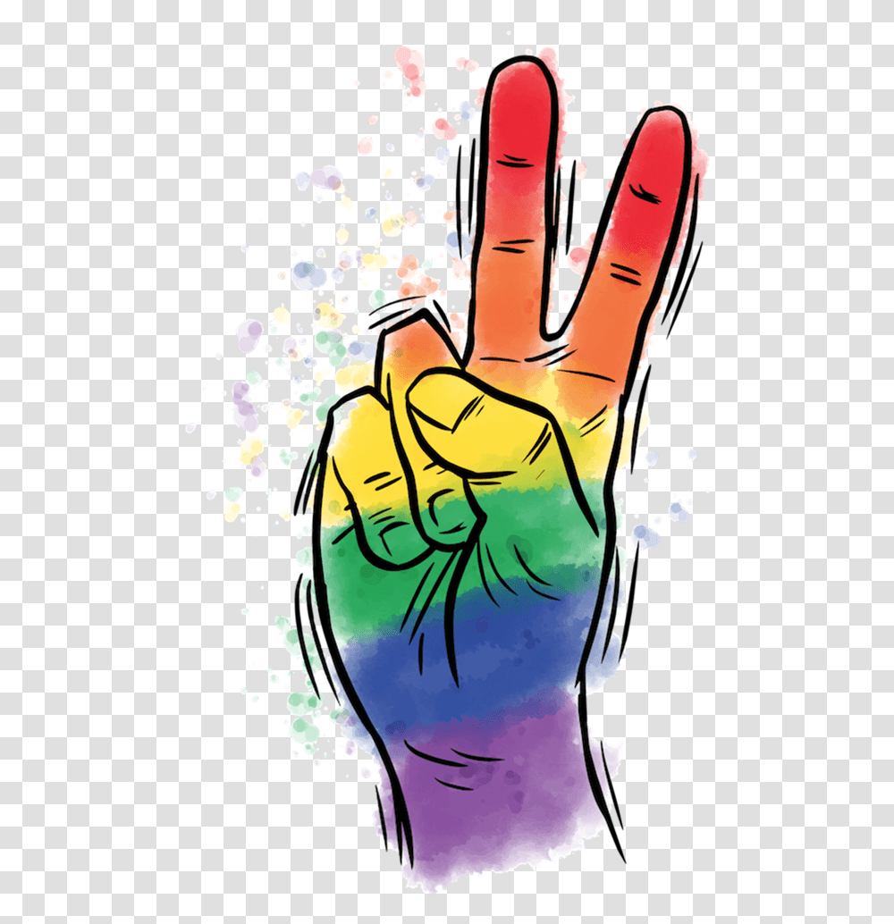 Rainbow Peace Sign Rainbow Hand Peace Sign, Fist Transparent Png
