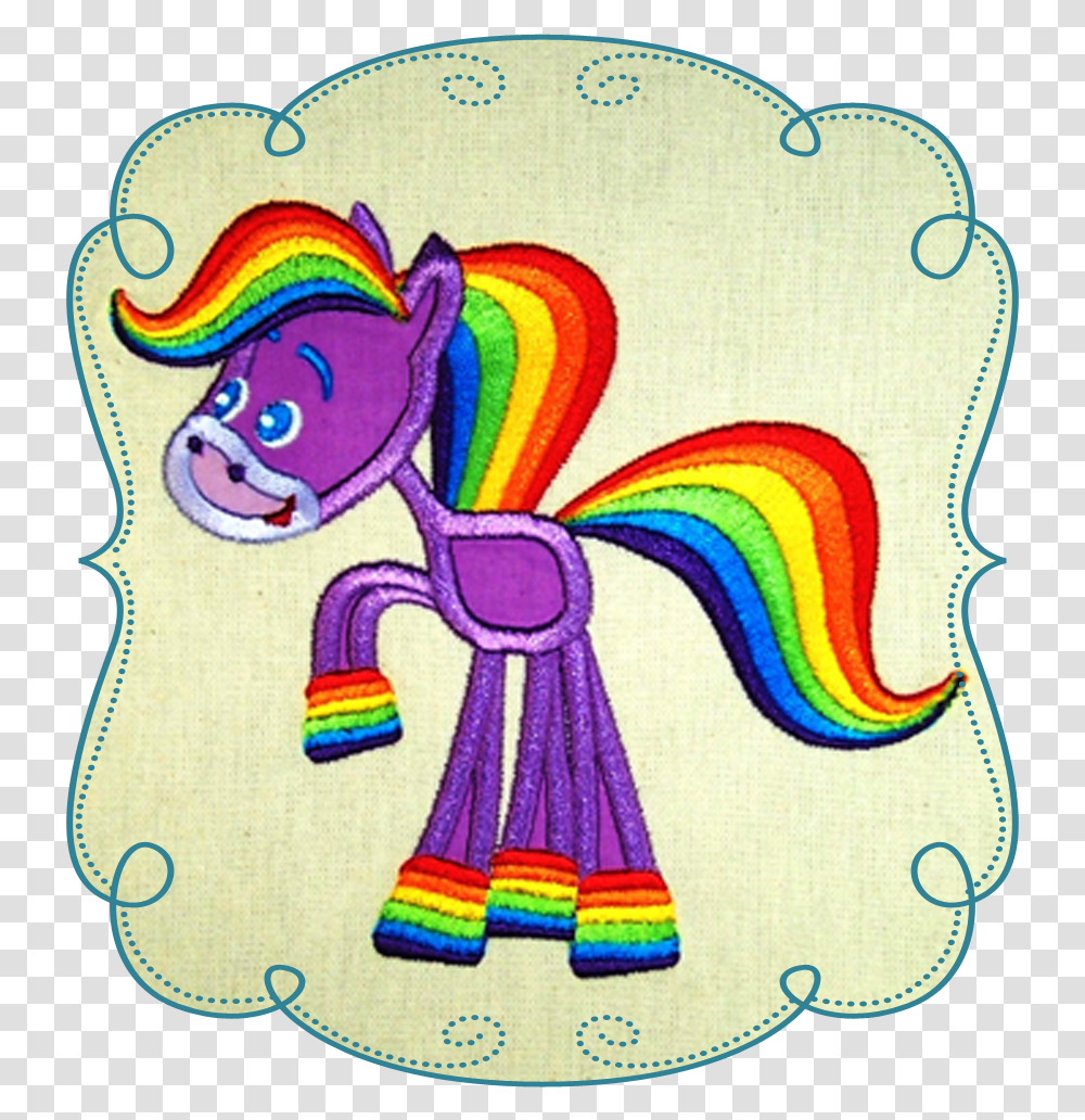 Rainbow Pony Appliqu, Applique, Rug, Pattern Transparent Png