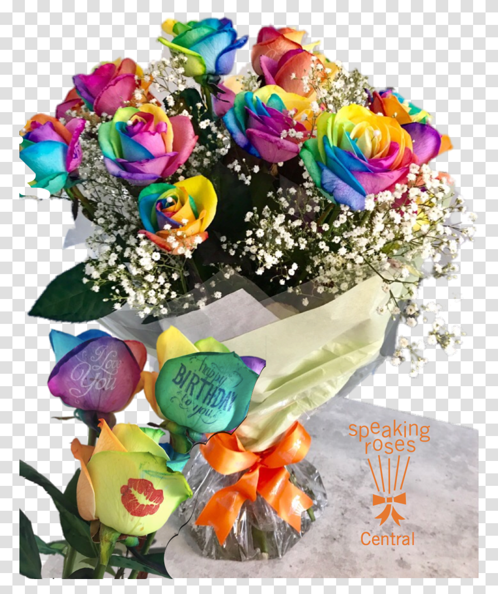 Rainbow Rose, Plant, Flower Arrangement, Blossom, Flower Bouquet Transparent Png