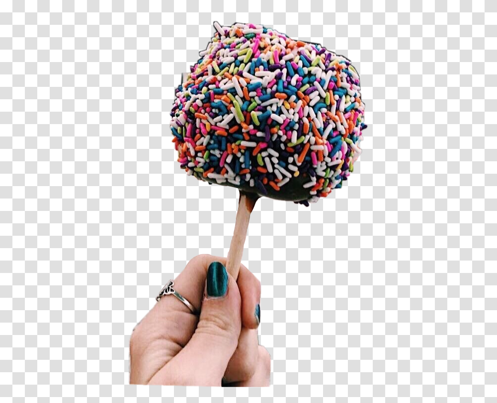 Rainbow Sprinkles Candy Apple Candyapple Remixed Rum Ball, Person, Human, Birthday Cake, Dessert Transparent Png