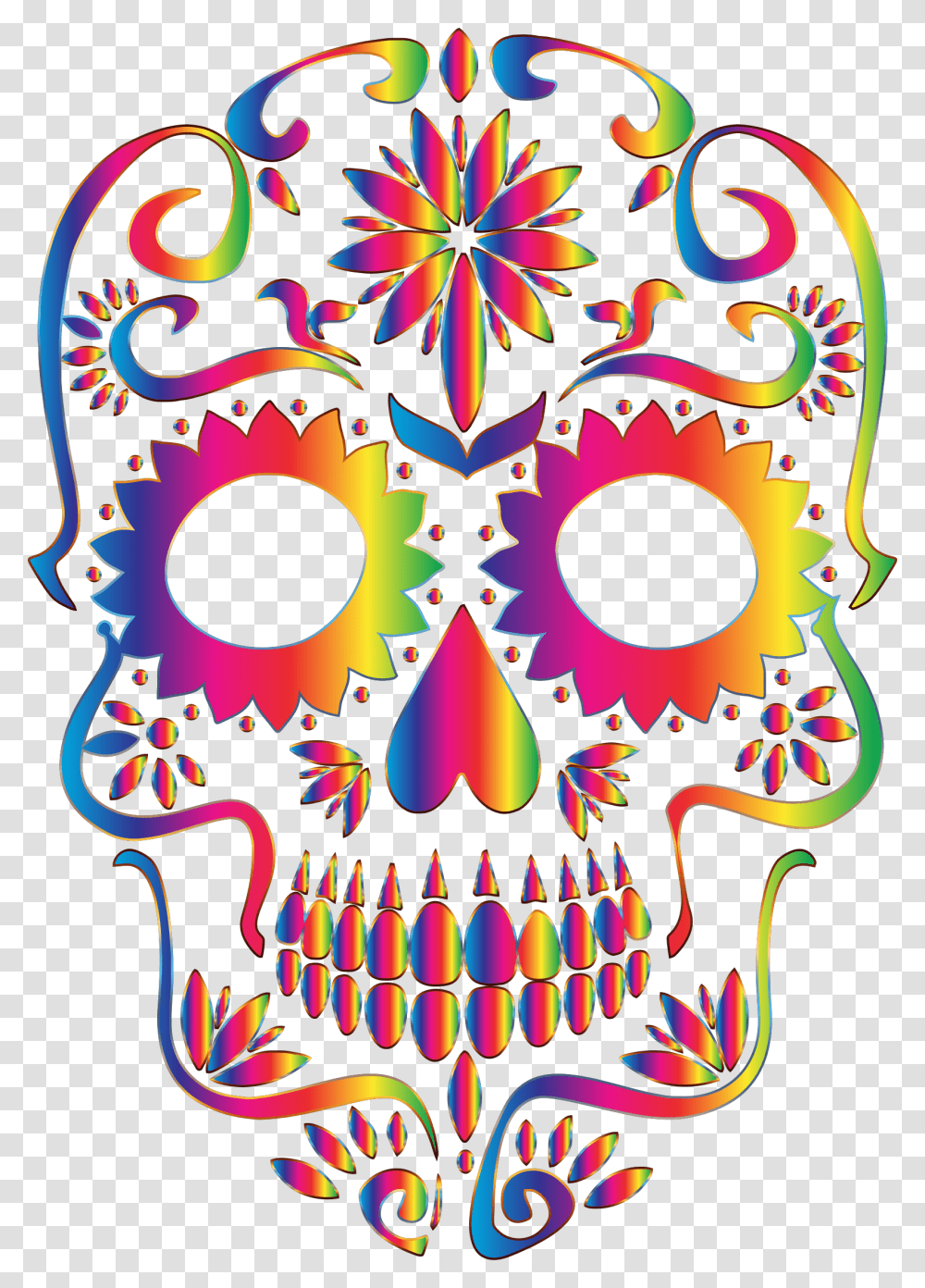 Rainbow Sugar Skull Silhouette No Background Clip Arts Sugar Skulls Clip Art, Pattern, Ornament, Doodle, Drawing Transparent Png