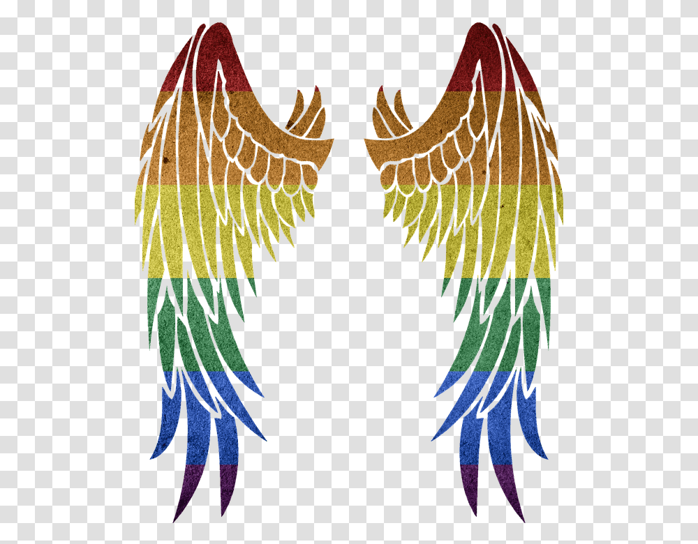 Rainbow Symbol Colorful Gay Wing Angel Angel Wings Silhouette, Logo, Leaf, Plant Transparent Png