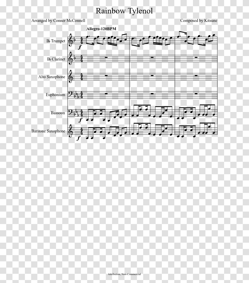 Rainbow Tylenol Sheet Music Composed By Composed By, Gray Transparent Png
