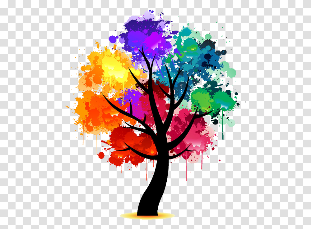 Rainbow Watercolor Tree Arts In The Park, Graphics, Floral Design, Pattern, Modern Art Transparent Png