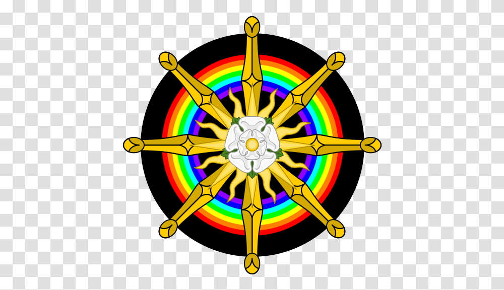 Rainbow White Rose Compass Wheel Dharma Transparent Png