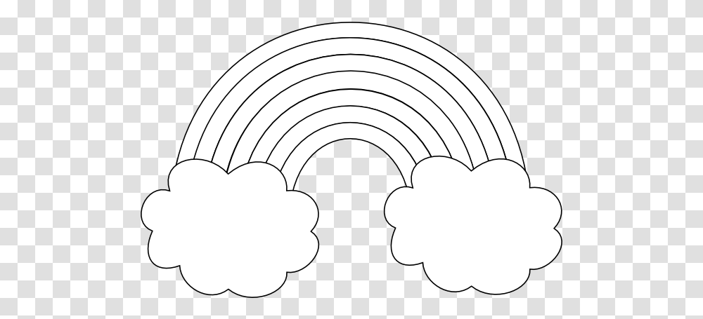 Rainbow With Clouds Outline Clip Art Rainbow Clipart Black And White, Hammer, Tool, Hand, Symbol Transparent Png
