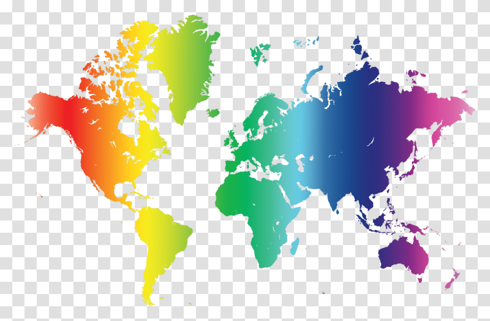 Rainbow World Map, Diagram, Plot, Bird, Animal Transparent Png