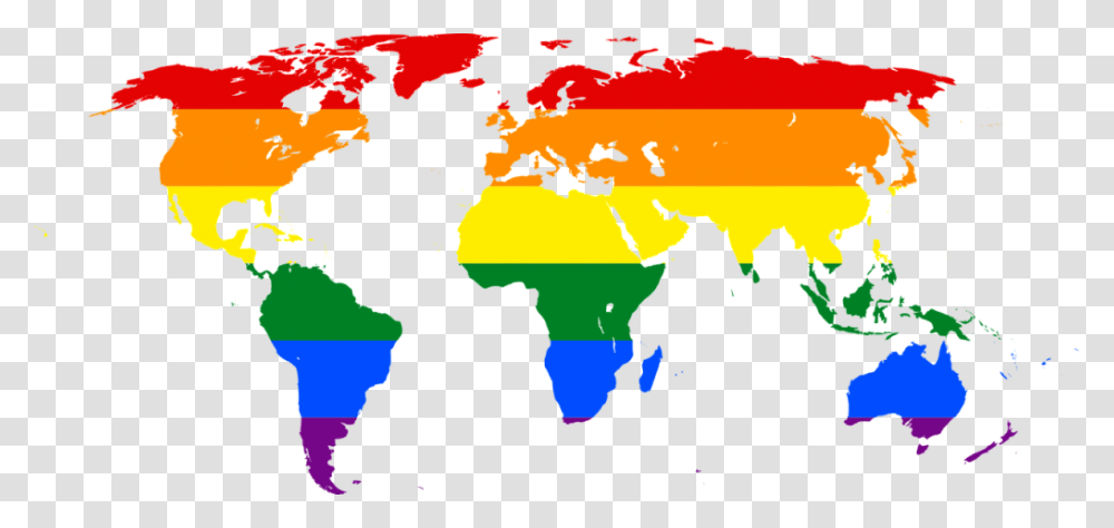 Rainbow World Map Symbol Lgbt Glbt Pride Banner Lgbtq World Map, Diagram, Plot, Atlas, Poster Transparent Png
