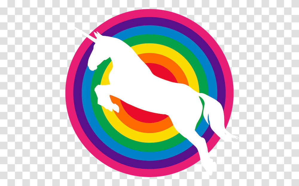 Rainbows And Unicorn Icon Features A White Silhouette Graphic Design, Animal, Frisbee Transparent Png