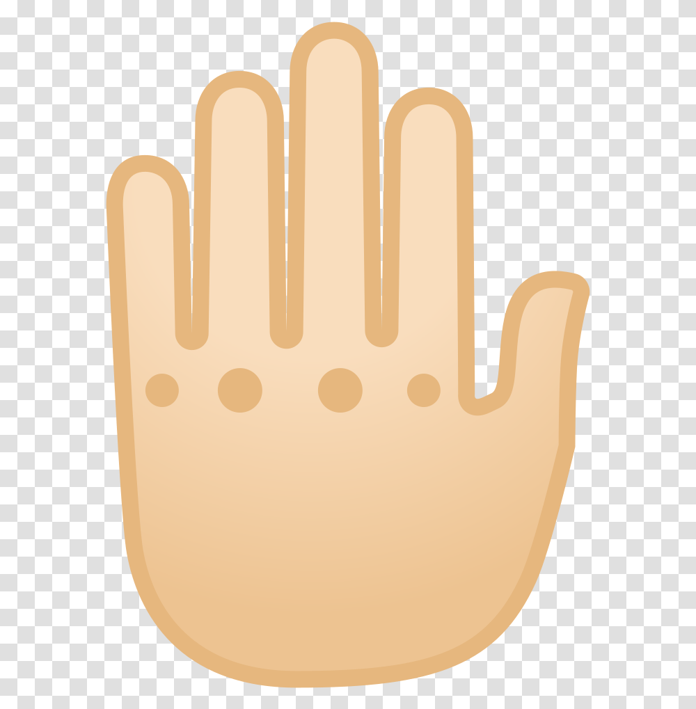 Raised Back Of Hand Light Skin Tone Warning No Exit Sign, Clothing, Apparel, Cutlery, Text Transparent Png