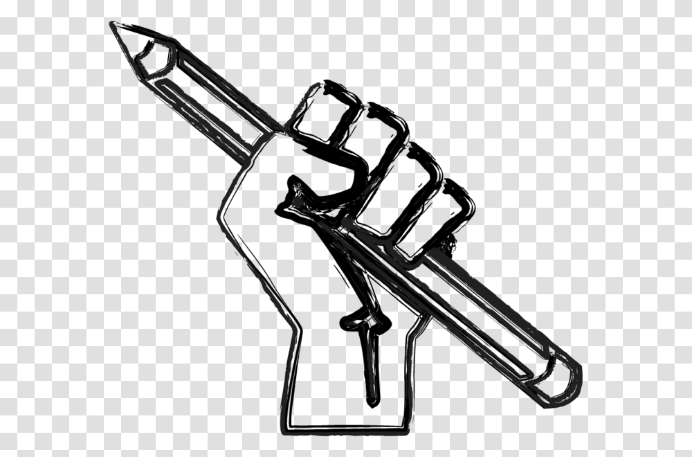 Raised Fist With Pencil Clipart Download Raised Fist With Pencil, Telescope, Gun, Weapon, Weaponry Transparent Png