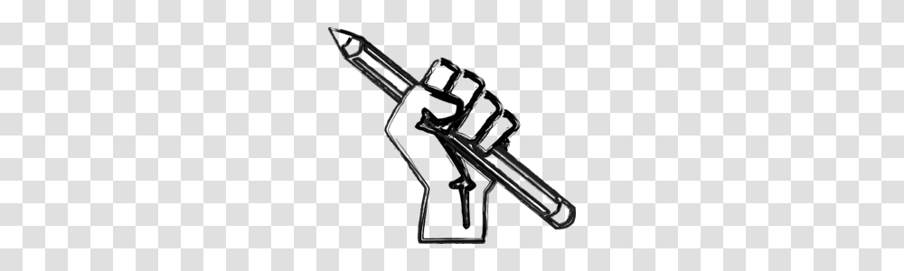 Raised Fist With Pencil, Weapon, Weaponry, Gun, Quiver Transparent Png