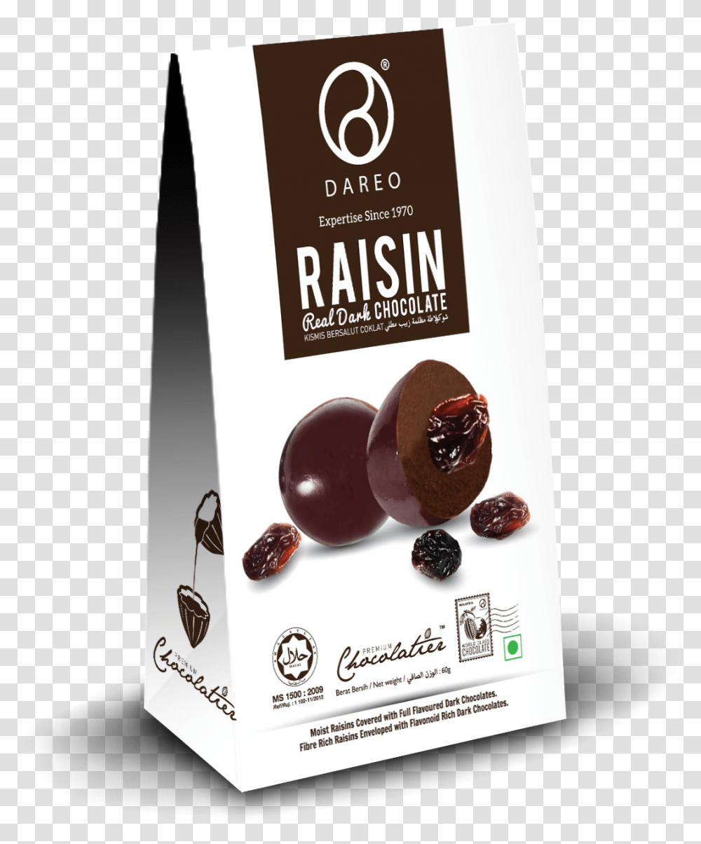 Raisin Real Dark Chocolate 60g Mozartkugel, Plant, Food, Dessert, Label Transparent Png
