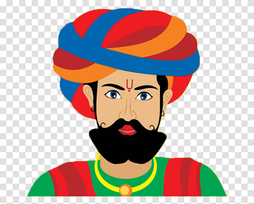 Rajasthani Pagri Vector Clipart Download Pagdi Rajasthan Pagdi Vector, Face, Person, Human, Mustache Transparent Png