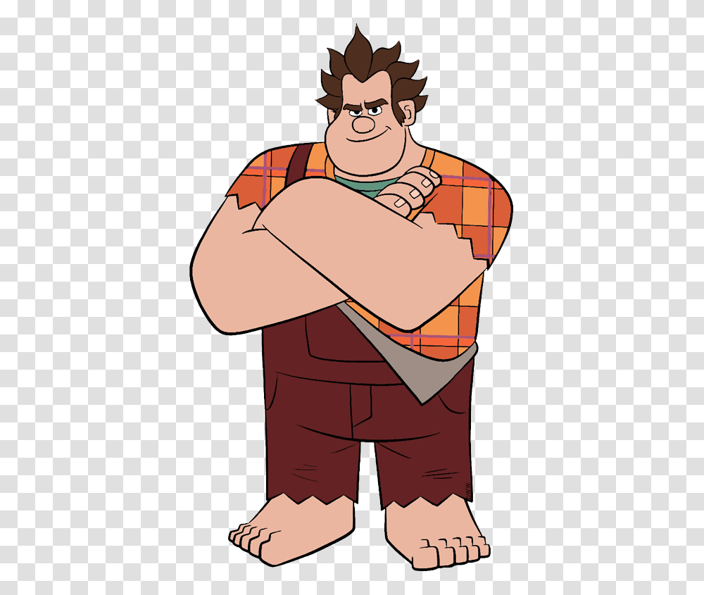 Ralph Standing With Arms Crossed Cartoon, Hand, Hug, Label Transparent Png