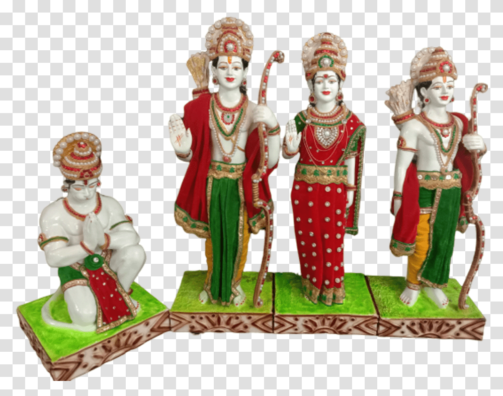 Ram Darbar Murti Rama Sita Lakshman Hanuman Dressed Figurine, Performer, Person, Costume, Leisure Activities Transparent Png