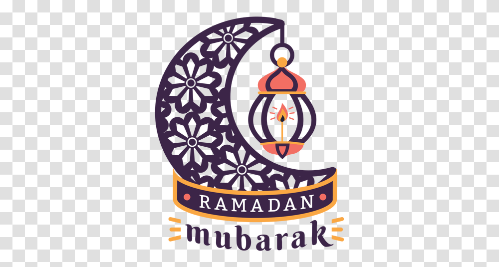 Ramadan Mubarak Lamp Light Candle Crescent Badge Sticker Ramadan Mubarak Logo, Poster, Advertisement, Text, Label Transparent Png