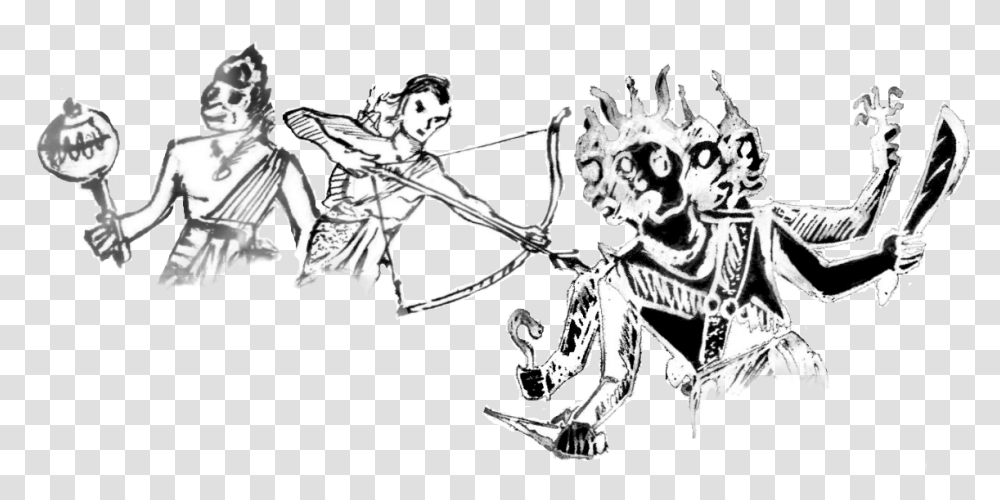 Ramayanam Hindu Epic Of Lord Rama Ramayanam Black And White, Person, Human, Stencil, Fencing Transparent Png