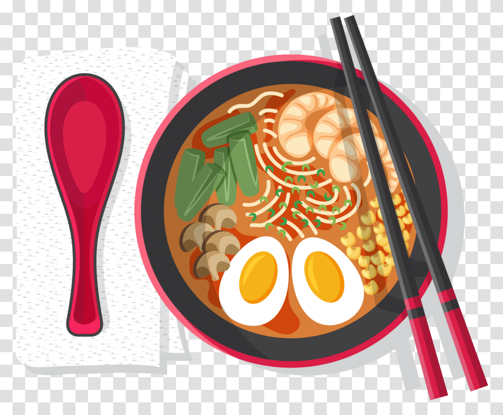Ramen Clipart Ramen Noodles Background, Cutlery, Bowl, Spoon, Label Transparent Png