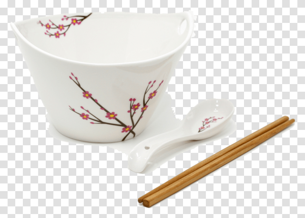 Ramen Soup Bowl Set Of Hooked Spoon Ramen Spoon And Chopsticks Set, Saucer, Pottery, Porcelain Transparent Png