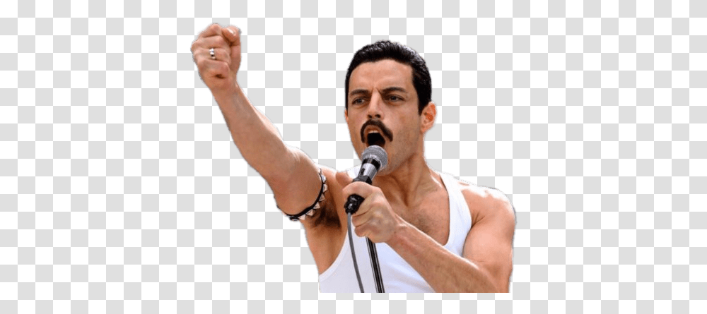 Rami Malek As Freddie Mercury Freddie Mercury No Background, Person, Microphone, Electrical Device, Finger Transparent Png