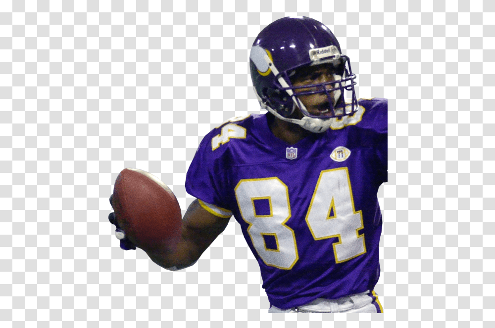 Randy Moss Lateral Behind The Back For Td Randy Moss Vikings, Helmet, Apparel, Person Transparent Png