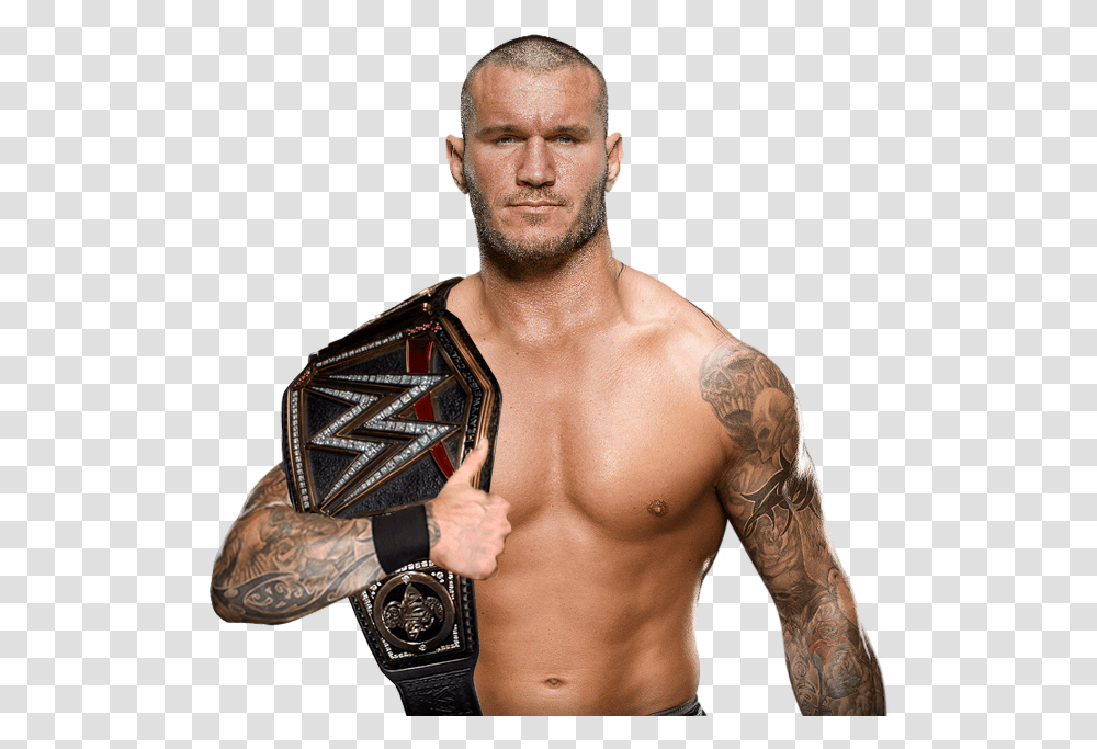 Randy Orton Randy Orton With Wwe Championship, Skin, Person, Human, Tattoo Transparent Png