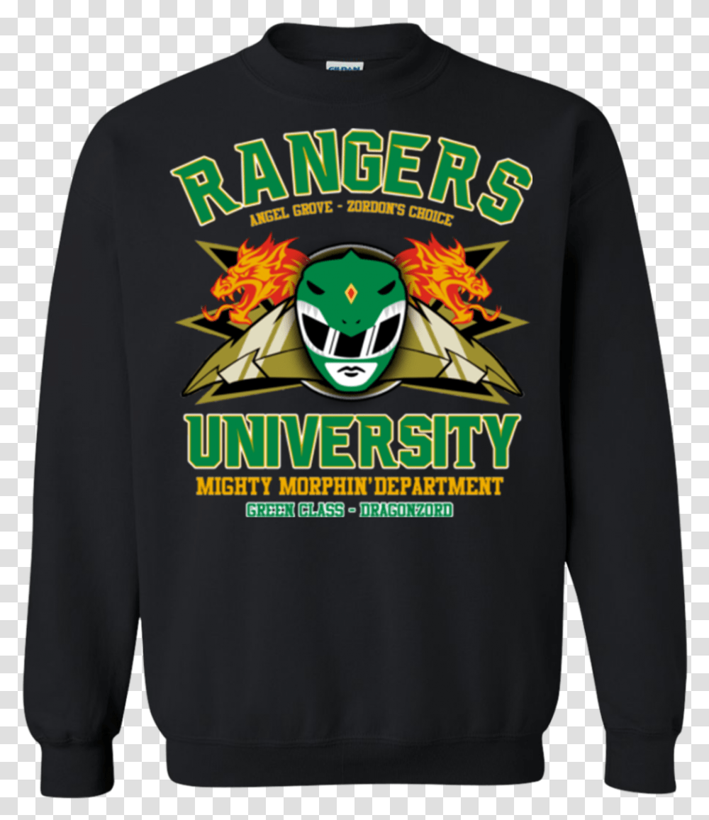 Rangers U Green Ranger Crewneck Sweatshirt Ugly Christmas Sweater Beagle, Clothing, Sleeve, Long Sleeve, Vegetation Transparent Png