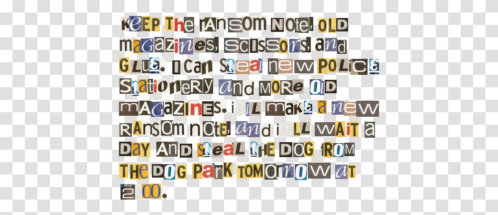 Ransom Note Example, Word, Alphabet, Scoreboard Transparent Png
