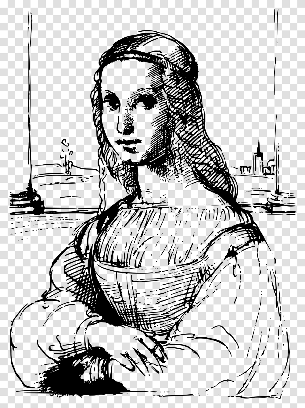 Raphael Mona Lisa Sketch, Gray, World Of Warcraft Transparent Png