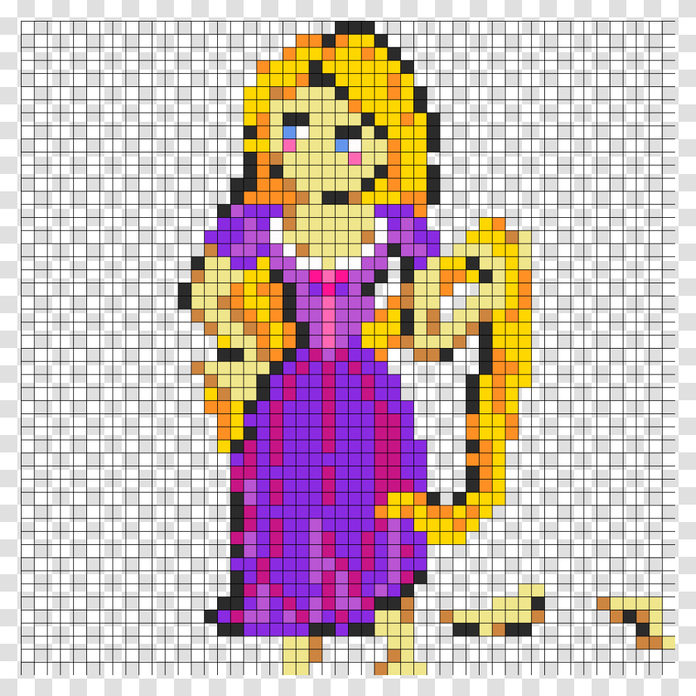 Rapunzel Perler Bead Pattern Bead Sprite Pixel Art Disney Rapunzel, Super Mario, Pac Man Transparent Png