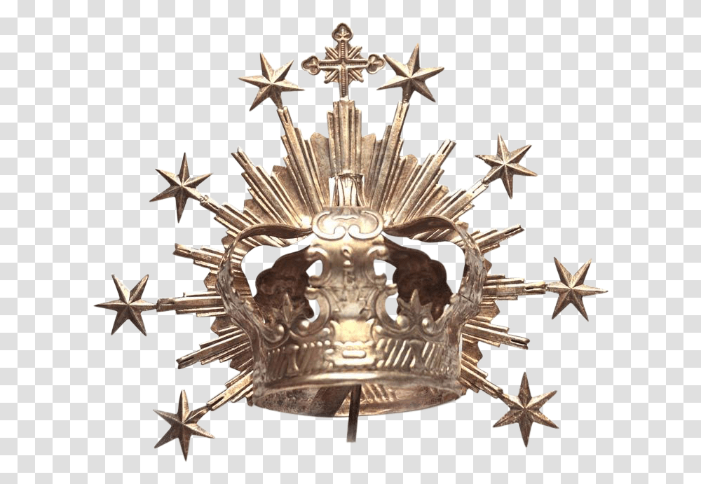 Rare Antique Nineteenth Century Belgian Silvered Santos Halo Halo Crown, Cross, Symbol, Logo, Trademark Transparent Png
