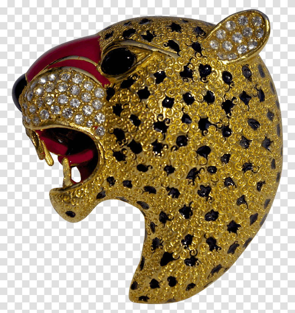 Rare Enamel Roaring Panther Head Brooch Pin Signed Jaguar, Accessories, Jewelry, Goggles Transparent Png