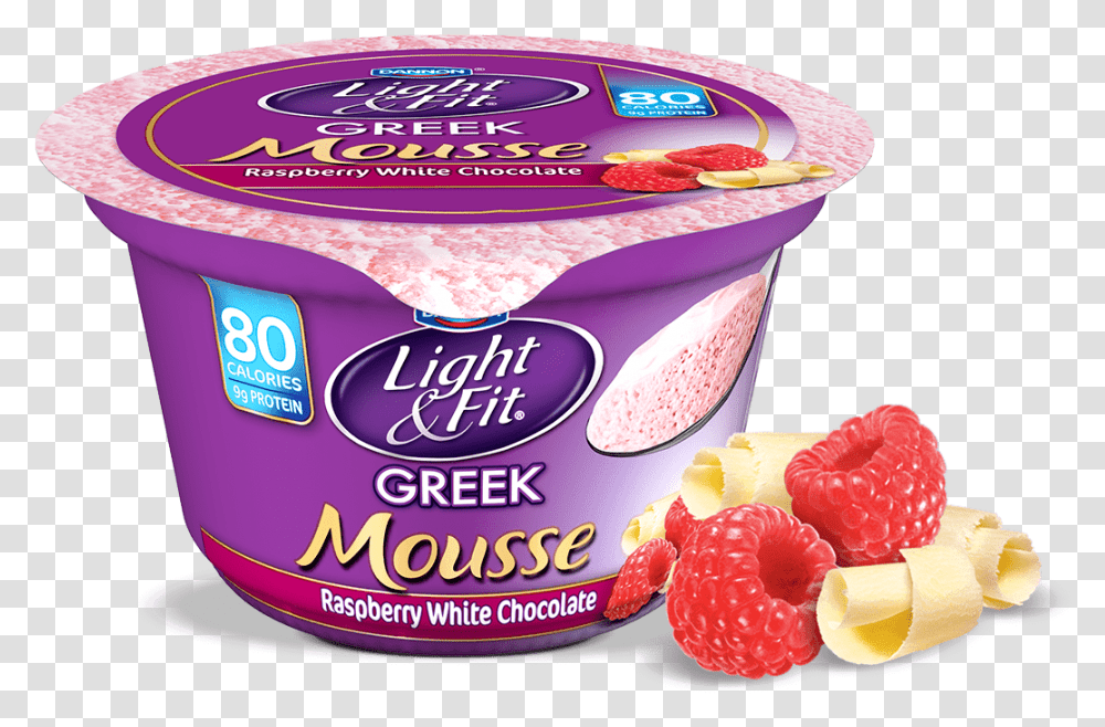 Raspberry White Chocolate Nonfat Yogurt Mousse Strawberry Shortcake Greek Yogurt, Fruit, Plant, Food, Dessert Transparent Png