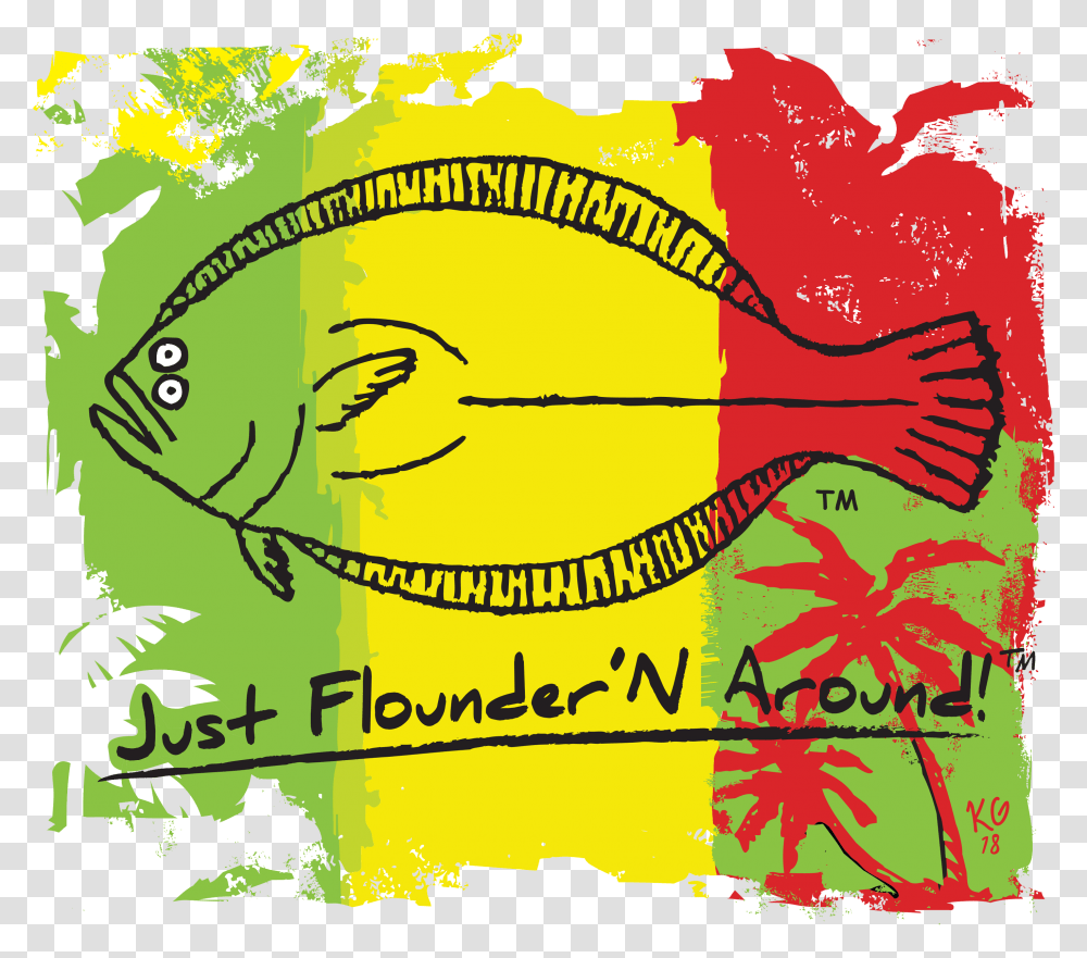 Rasta Flounder Short Sleeve T Shirt Illustration, Poster, Advertisement Transparent Png