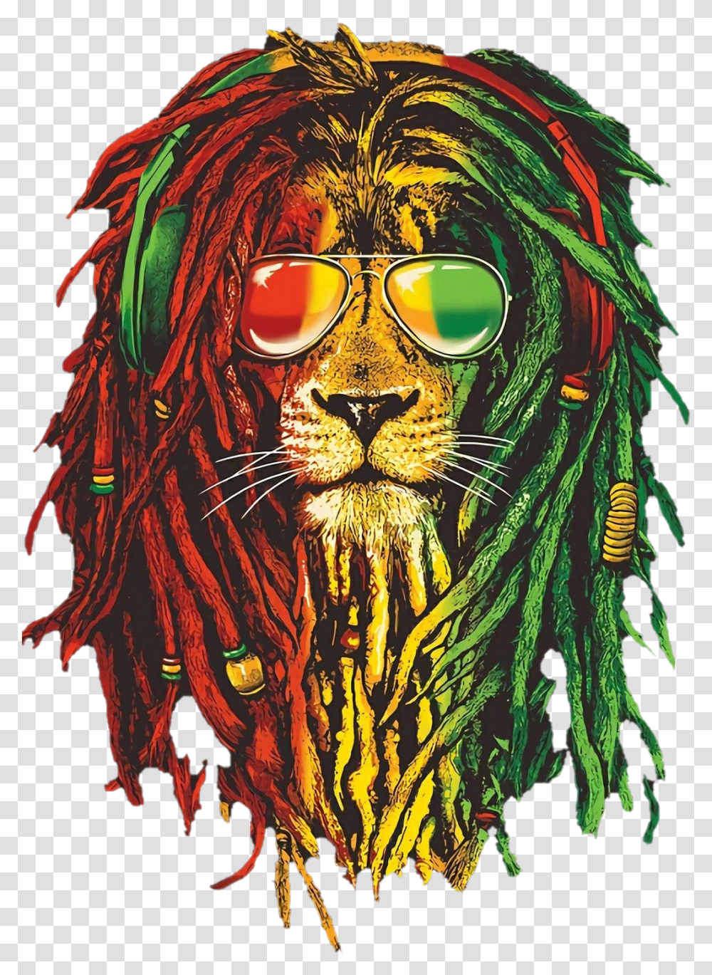 Rasta Lion Image Background Reggae Hd Wallpaper For Android, Sunglasses, Modern Art Transparent Png