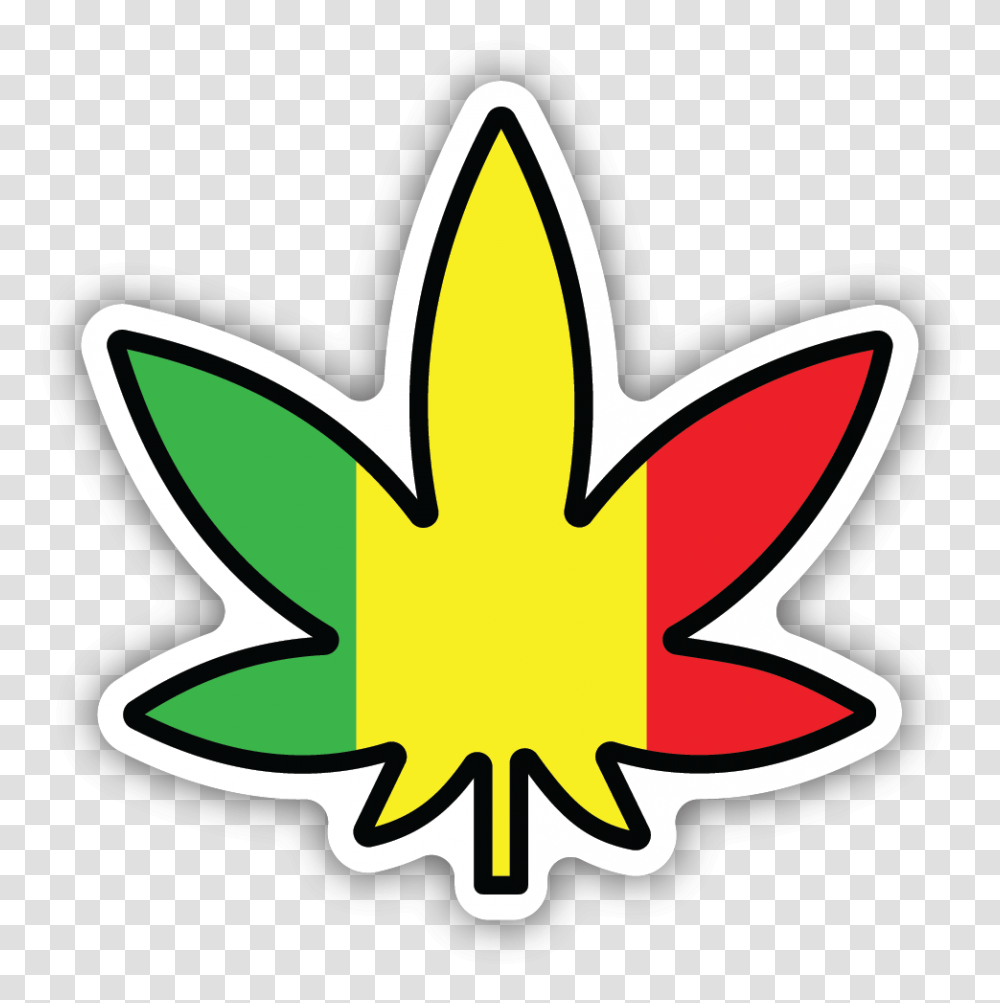Rasta Pot Leaf Sticker Emblem, Symbol, Star Symbol, Antelope, Wildlife Transparent Png