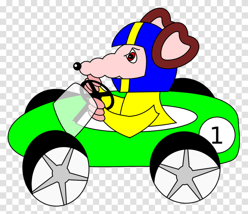 Rat Carro Carro De Corrida Verde Desenhos Animados Rat In A Car Cartoon, Kart, Vehicle, Transportation, Washing Transparent Png
