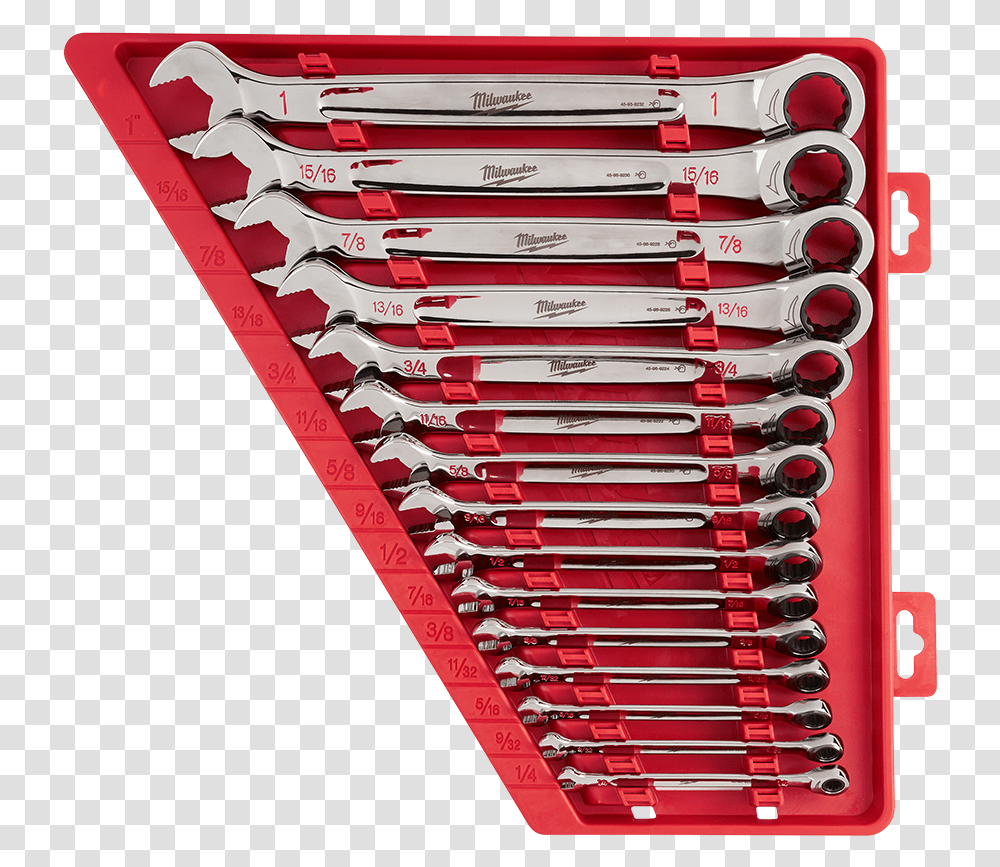Ratcheting Combination Wrench Set Sae Milwaukee Ratcheting Wrench Set Transparent Png