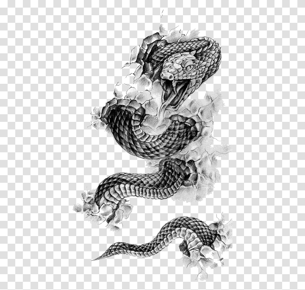 Rattlesnake Tattoo Flash Black And Gray Snake Tattoo Line Art, Drawing, Reptile, Animal, Sketch Transparent Png
