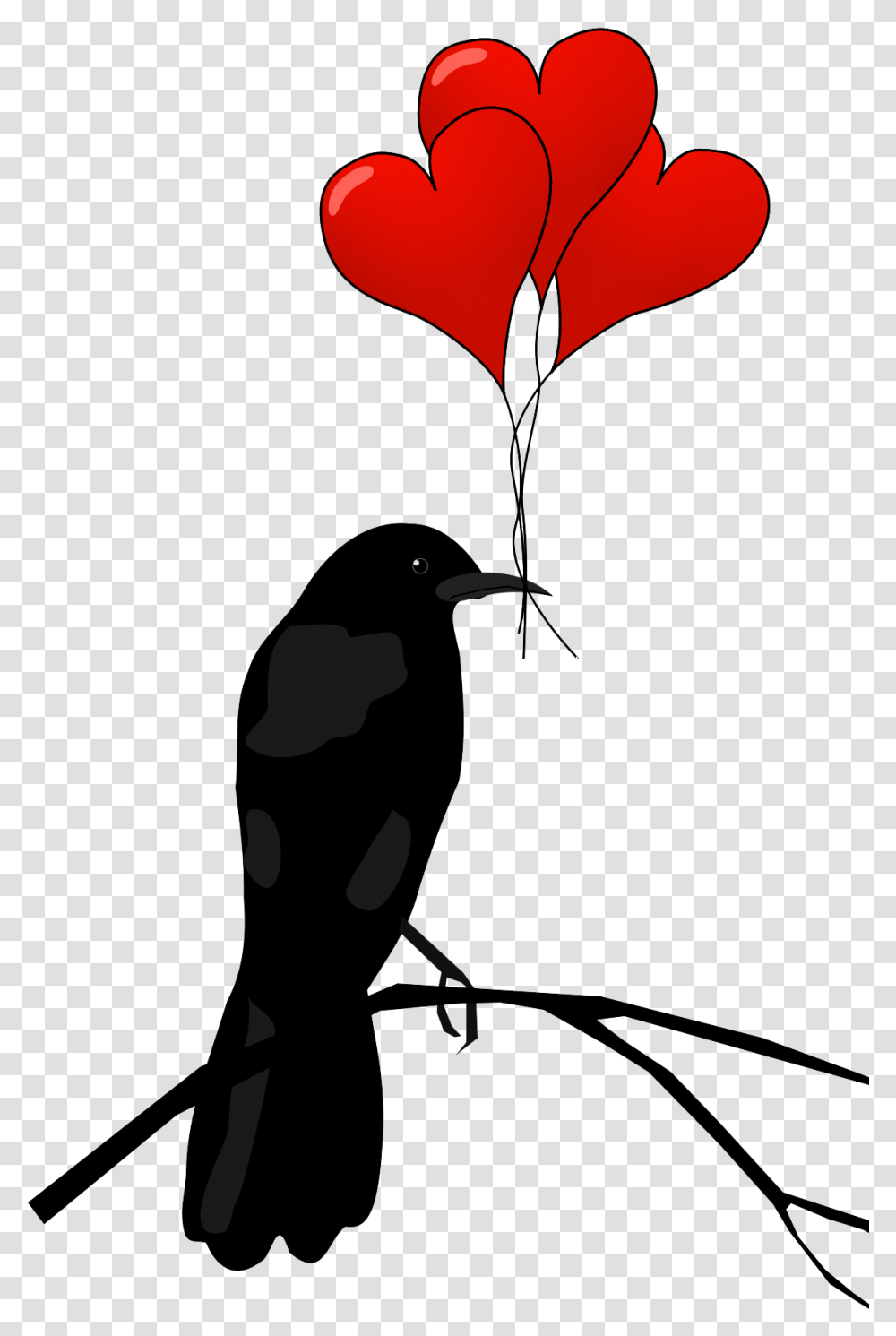 Raven Hearts Love Sms To Girlfriend, Bow, Bird, Animal, Glass Transparent Png