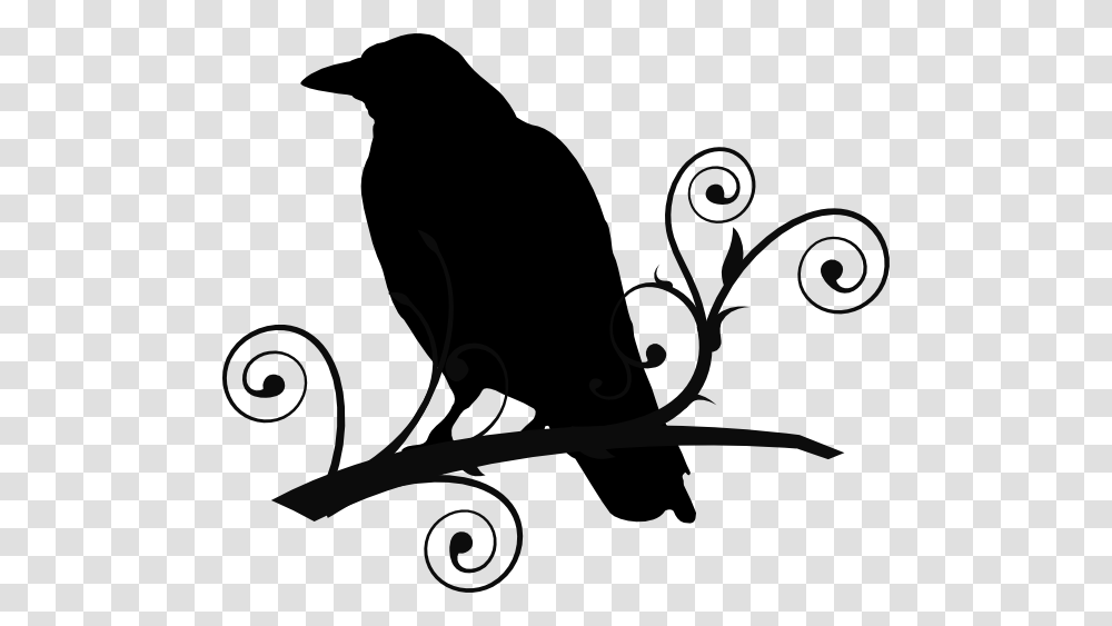 Raven Pictures Bird Silhouette Crow On Branch Clip Art, Floral Design, Pattern, Lawn Mower Transparent Png