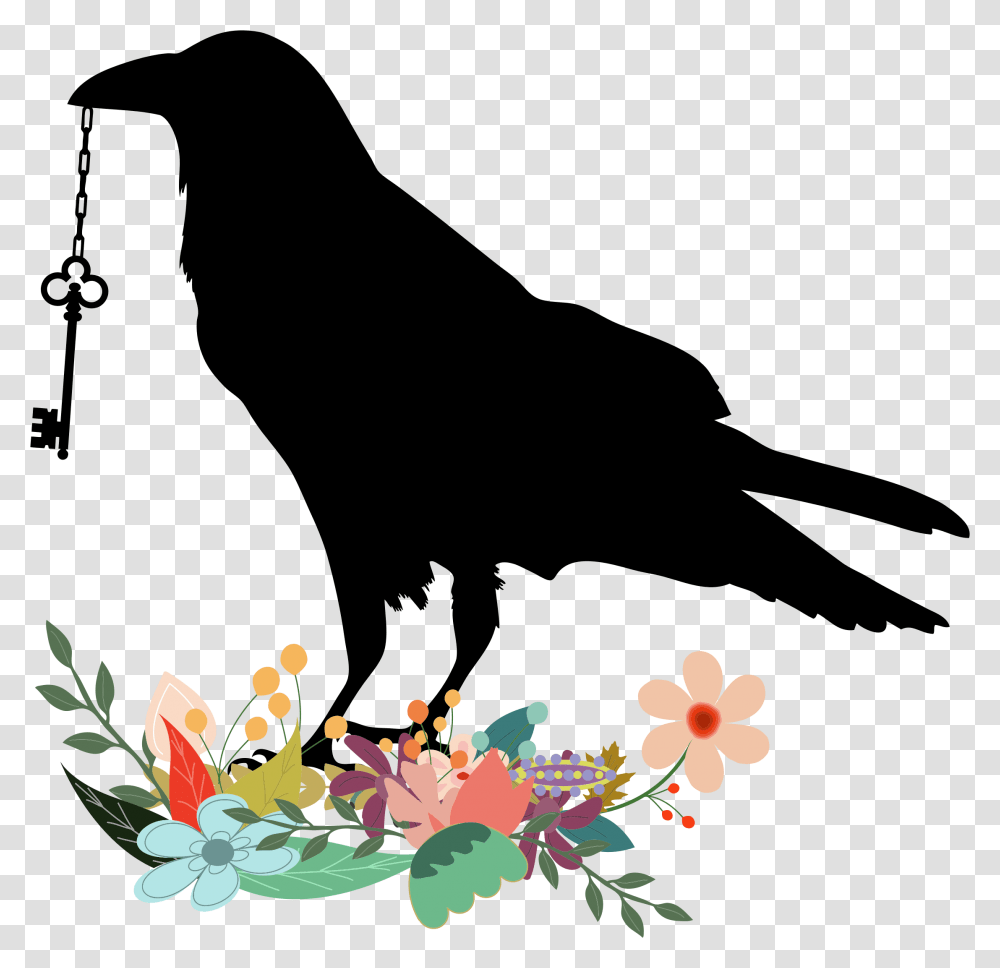 Raven With Key Clip Arts Raven With Key, Floral Design, Pattern, Plant Transparent Png