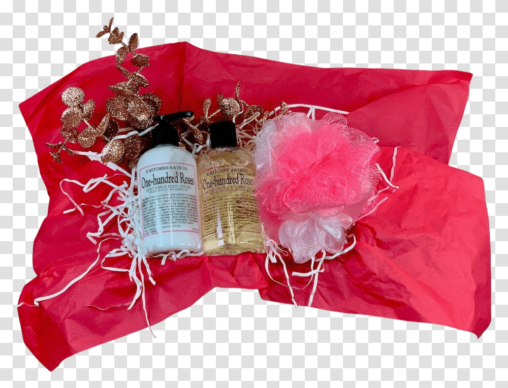 Ravishing Rose Spa Basket Mishloach Manot, Bottle, Perfume, Cosmetics Transparent Png