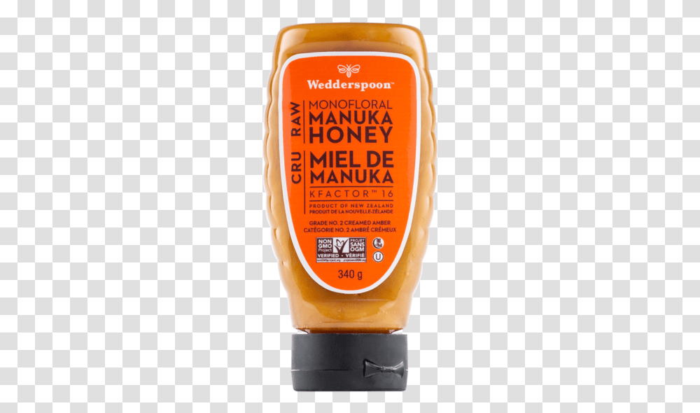 Raw Monofloral Manuka Honey Kfactor 16 340g Squeeze, Label, Bottle, Food Transparent Png