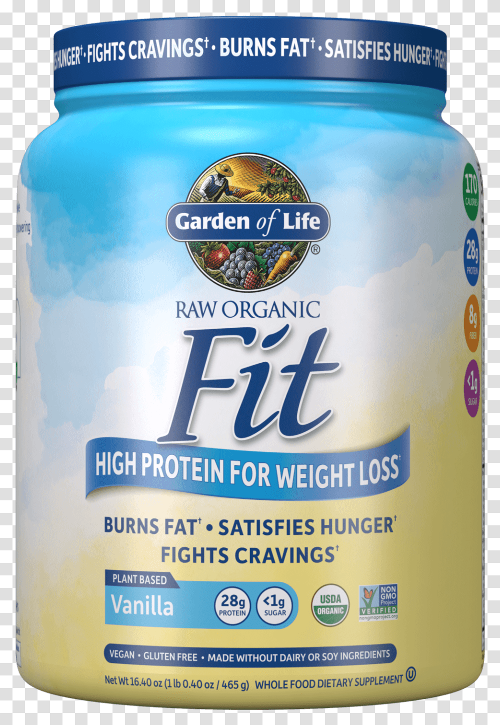 Raw Organic Fit Protein Powder Vanilla Fit Garden Of Life Protein, Bottle, Tin, Can, Cosmetics Transparent Png