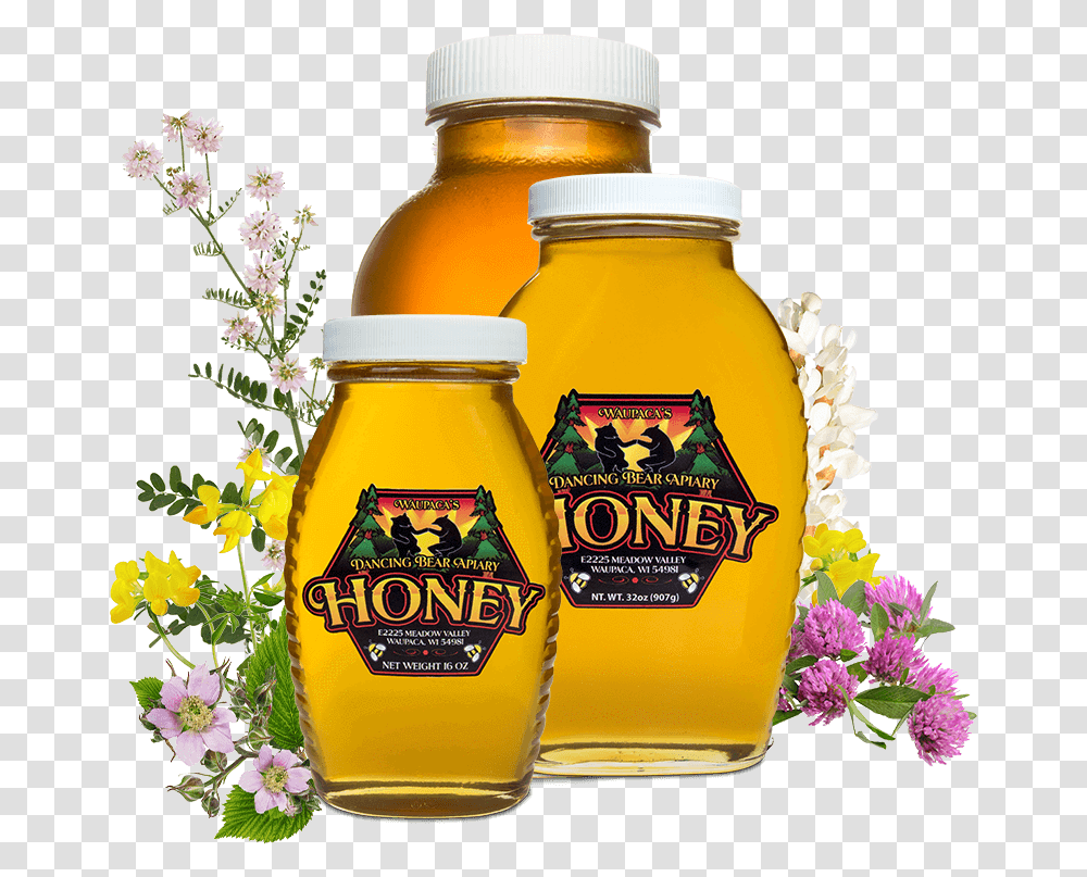Raw Wildflower Honey Honey Label Design, Food, Jar, Plant, Blossom Transparent Png