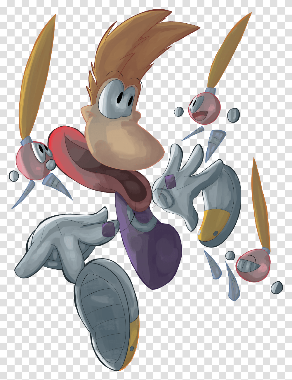 Rayman Hanging With Electoons By Kraikein Fictional Character Transparent Png
