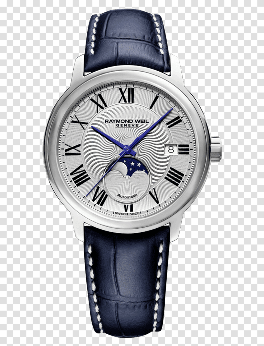 Raymond Weil Men's Maestro Moonphase Luxury Swiss Watch Raymond Weil Watch, Wristwatch, Clock Tower, Architecture, Building Transparent Png