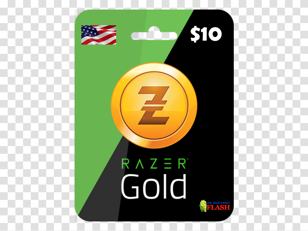 Razer Gold 10 Usd Card Email Delivery Razer Gold Gift Card, Number, Flag Transparent Png